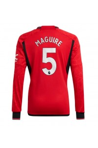 Manchester United Harry Maguire #5 Jalkapallovaatteet Kotipaita 2023-24 Pitkähihainen